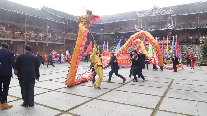 少数民族景区特色舞龙活动人文风光素材