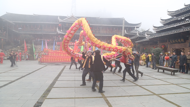 少数民族景区特色舞龙活动人文风光素材