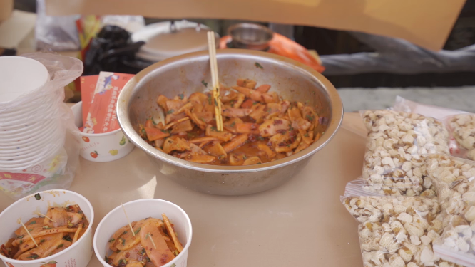 街边美食特写素材