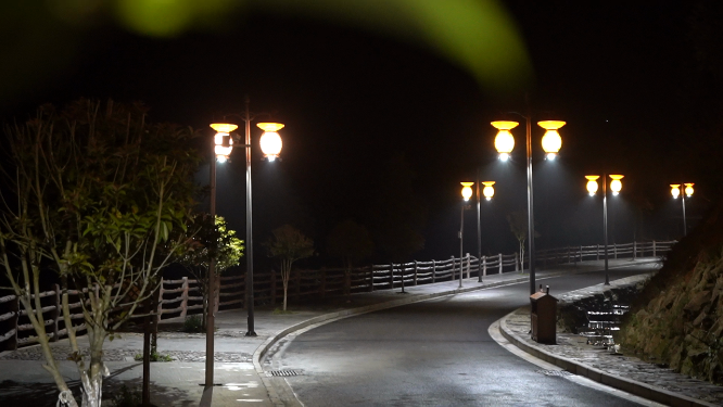夜晚路灯空镜人文风光素材