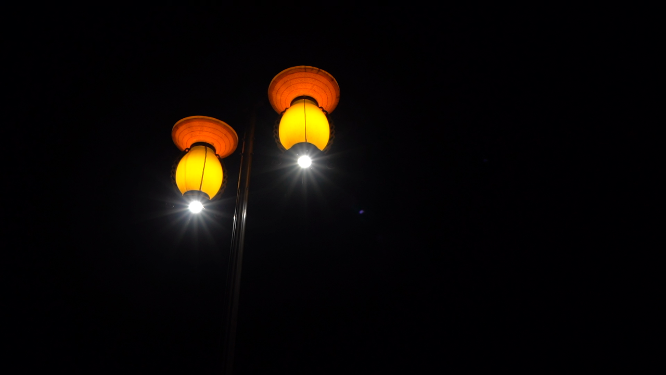 夜晚路灯空镜人文风光素材