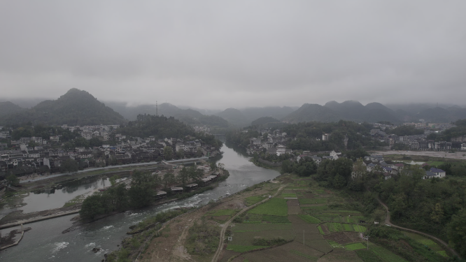 云瑶山朦胧水乡自然风光素材