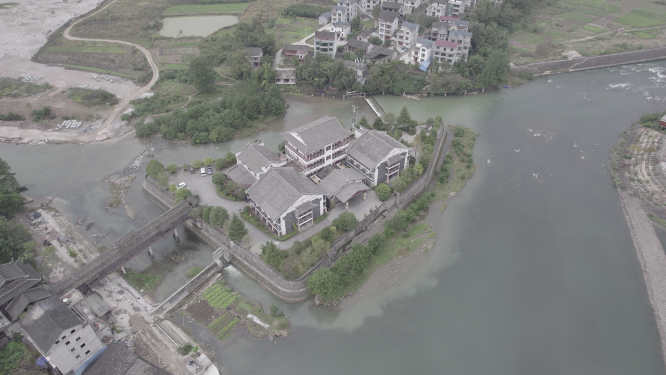 云瑶山河流建筑自然风光素材