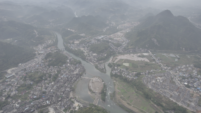 云瑶山河流山谷航拍自然风光素材