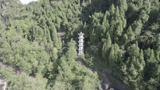 云瑶山白塔航拍自然风光素材