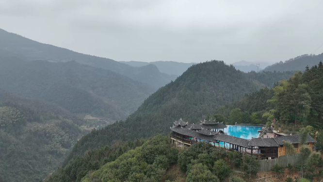 壮丽山谷山路航拍素材
