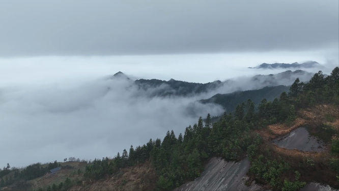 大气震撼云海航拍素材