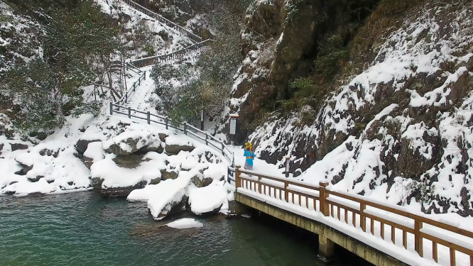 大花瑶景区冬季瀑布流水素材
