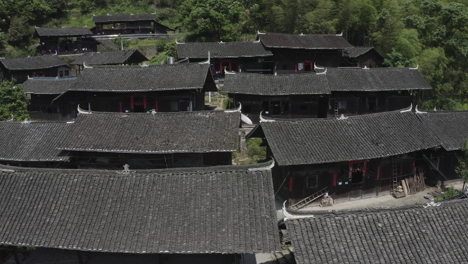 高山台地建筑群航拍
