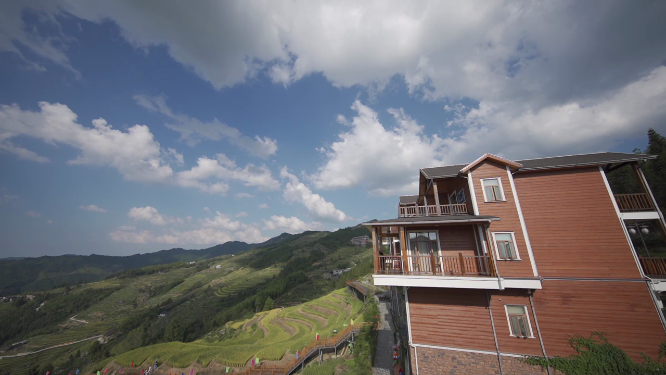 穿岩山山间建筑延时拍摄