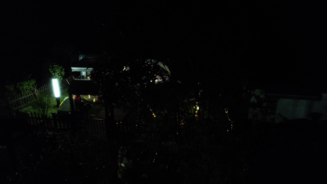 夜晚房车露营航拍