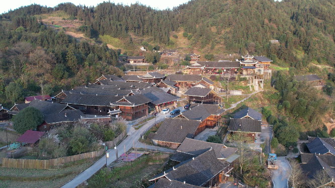 雪峰山旅游雁鹅界传统建筑航拍