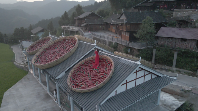 雪峰山旅游雁鹅界特色建筑辣椒屋顶