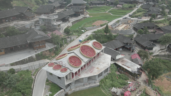 雪峰山旅游雁鹅界特色建筑辣椒屋顶