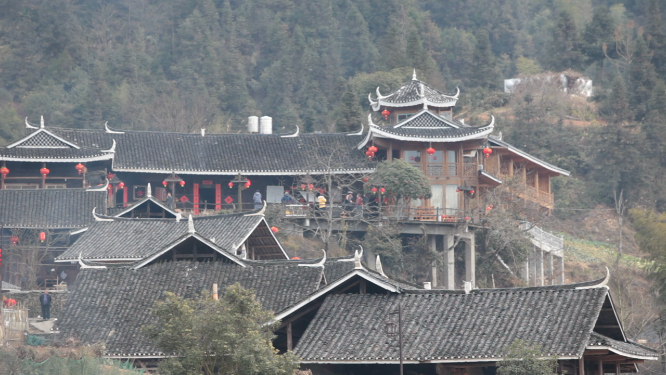 雪峰山旅游雁鹅界传统建筑航拍