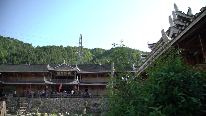 传统民俗建筑远景空镜
