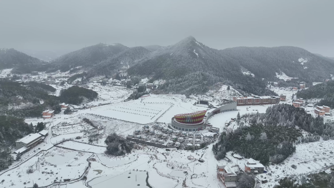 冬季花瑶村落航拍素材