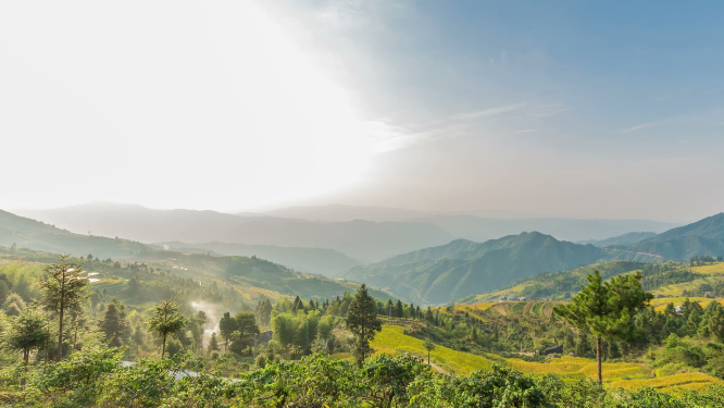 花瑶山间日光云雾延时素材