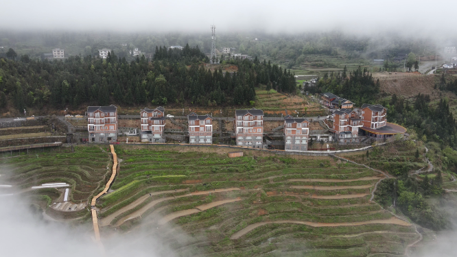 花瑶云雾梯田航拍素材