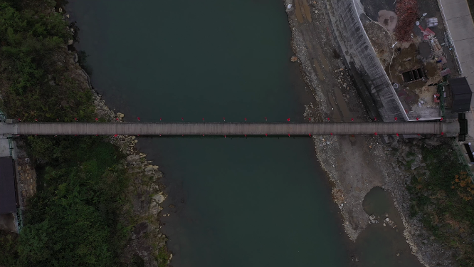 枫香瑶木桥俯视航拍