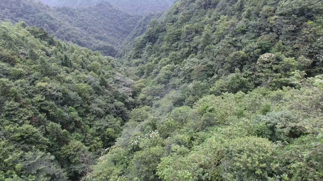 穿梭穿岩山山谷航拍