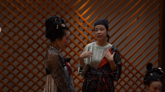 裙幄宴古装女子集体学习互动素材