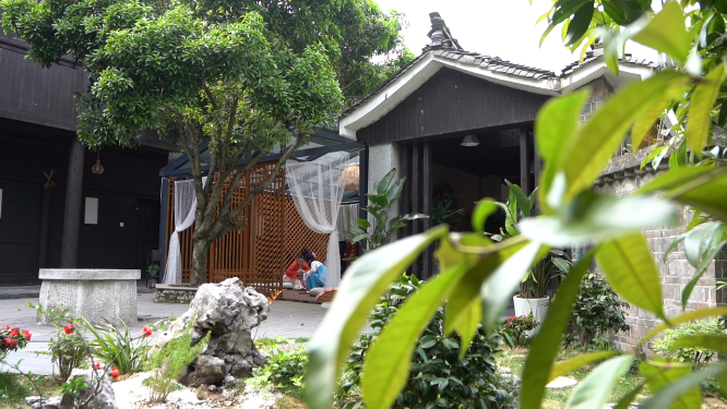 裙幄宴人物互动空镜素材