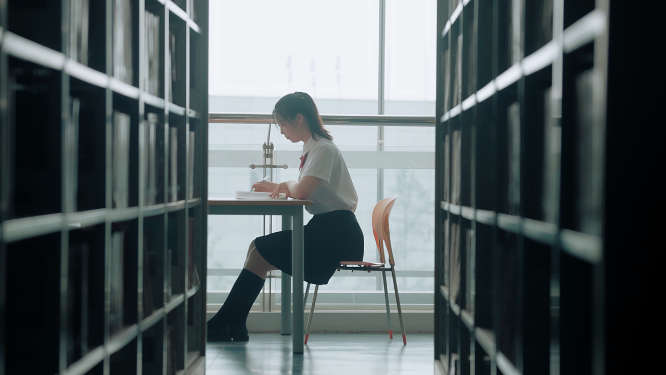 图书馆系列：女生看书学习