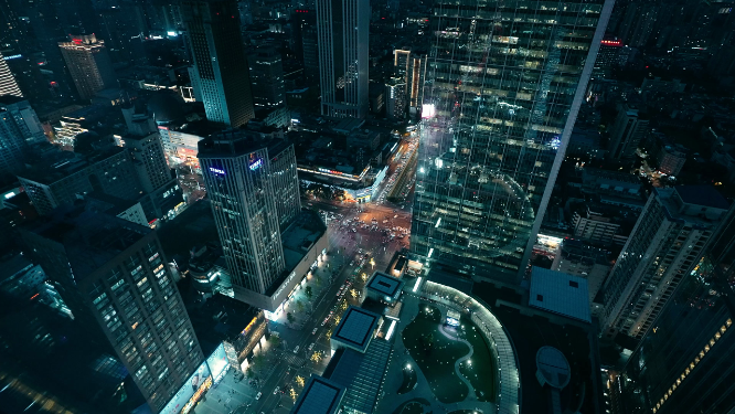 成都夜景系列：航拍与双子塔