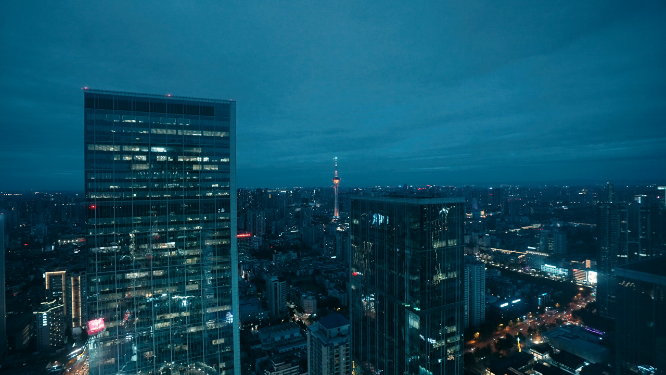 成都夜景系列：航拍与双子塔