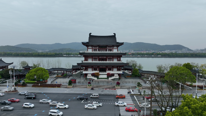 4K航拍长沙杜甫江阁