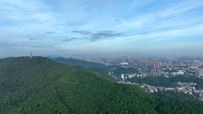 4K长沙城市岳麓山航拍