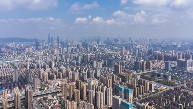 4K长沙城市天际线长沙全景航拍延时