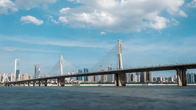4k长沙城市天际线 长沙湘江桥梁延时
