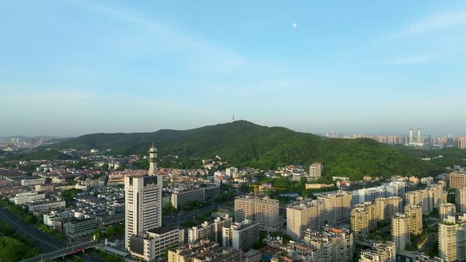 4K航拍长沙岳麓山城市天际线