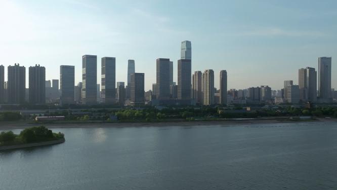 4K长沙城市万达广场日出航拍