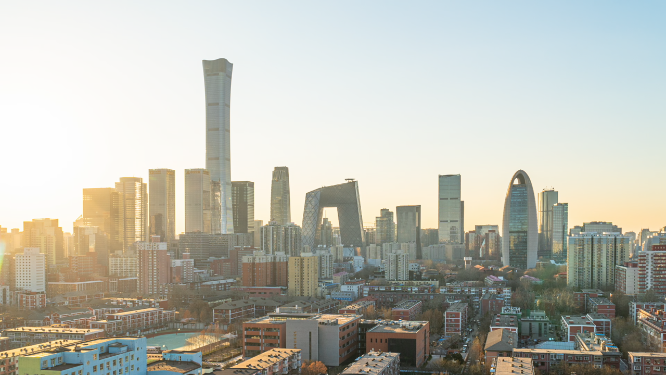 北京日落中国尊延时