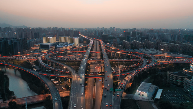 霓虹灯光唯美夜景石德立交车水马龙