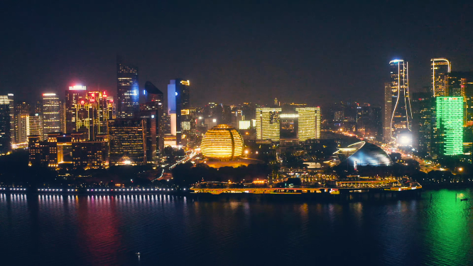 城市热闹夜景钱江新城