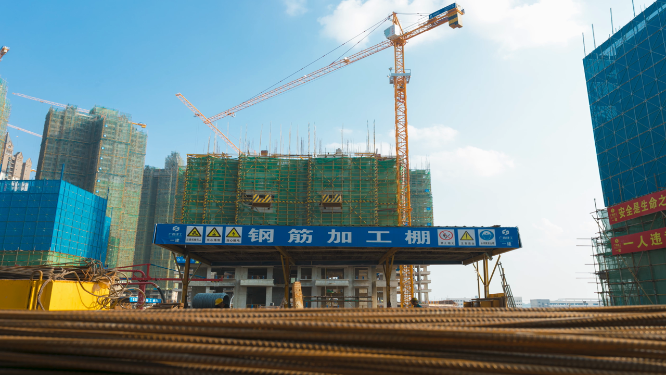 高楼建筑工地延时摄影