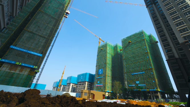 高楼建筑工地延时摄影
