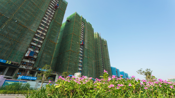 高楼建筑工地延时摄影