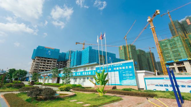 高楼建筑工地延时摄影