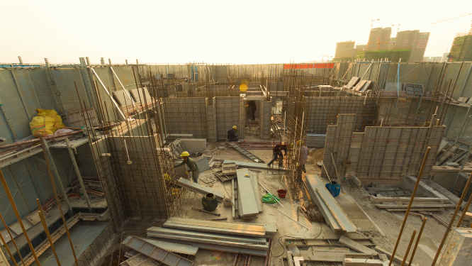 高楼建筑工地延时摄影