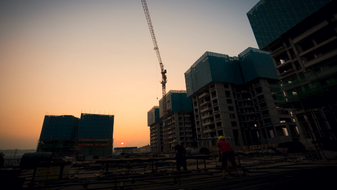 高楼建筑工地延时摄影塔吊 