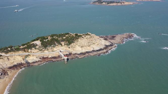 福建莆田湄洲岛城市海景风光航拍