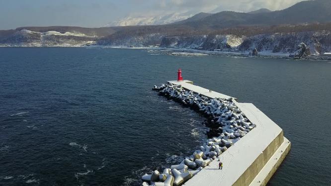 日本北海道知床宇登吕码头海景风光