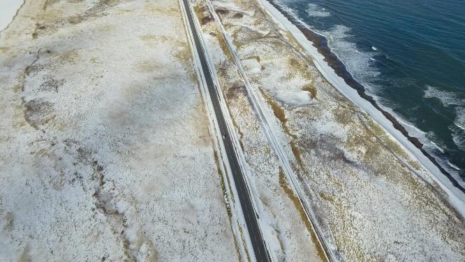 日本北海道知床网走海岸线公路航拍