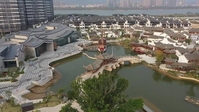 福州闽越水镇航拍建筑景观