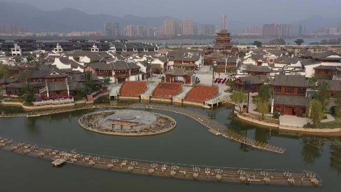 福州闽越水镇古建筑航拍风光